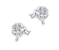 Beautiful Leaf Clover CZ Silver Stud Earring STS-5168